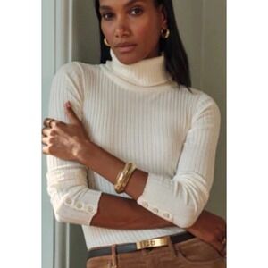 NWT J Mclaughlin Arlette Sweater XS Turtleneck Knit Ribbed Ivory Minimal $158